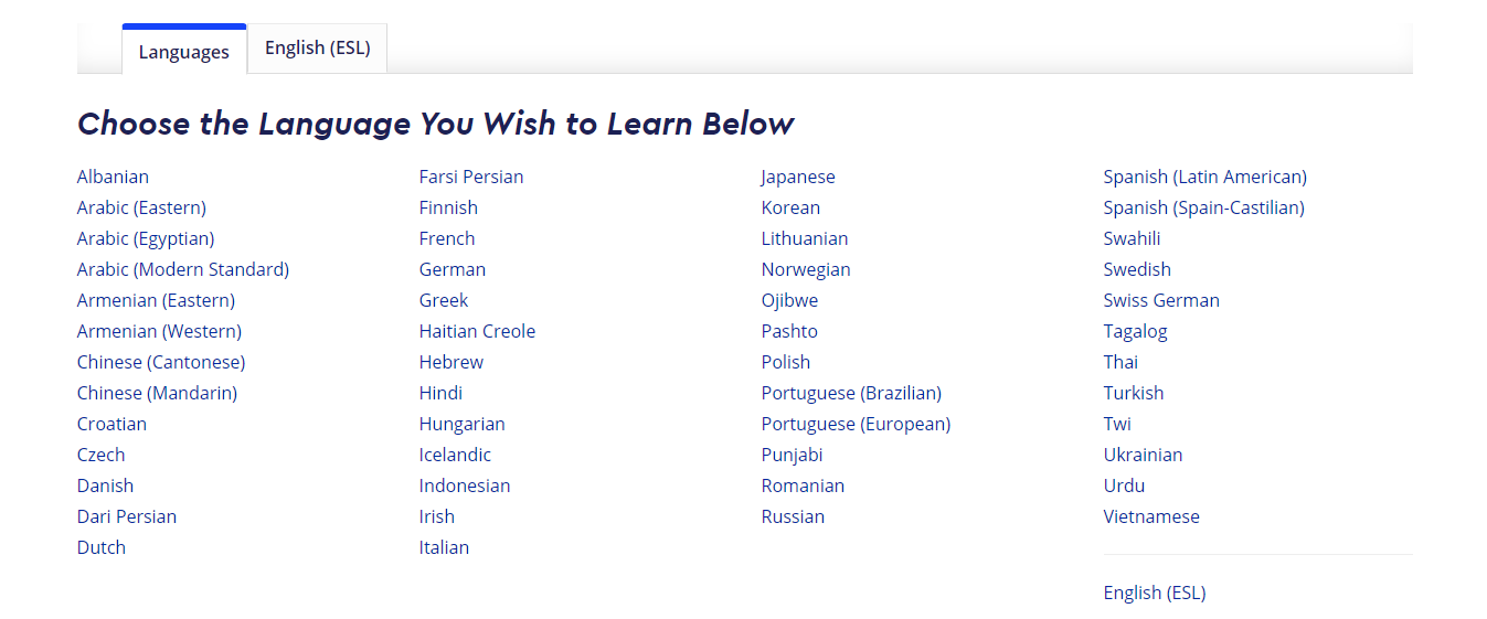 pimsleur languages